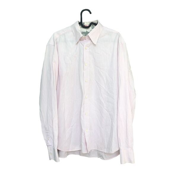 Ted Baker Short Light Pink Button Down Ikat Stripes 100% Cotton 4 US 12 - Picture 1 of 9